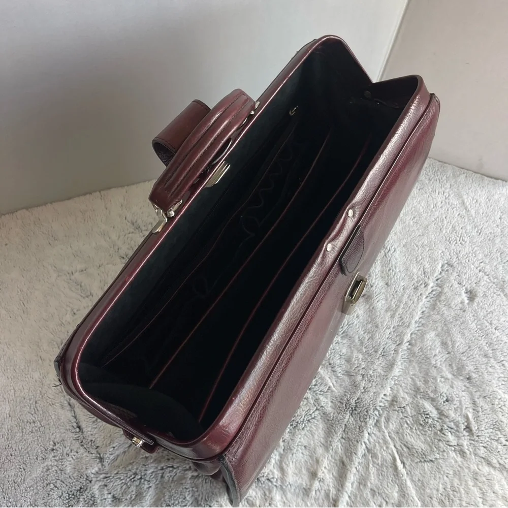 Jack Georges Burgundy Elements Classic European Leather Briefbag